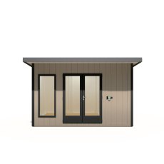 12 x 8 Shire Cali Insulated Garden Office With Side Storage - Front View, Doors Closed