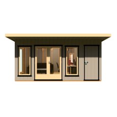 16 x 8 Shire Cali Insulated Garden Office With Side Storage - Front View, Doors Closed