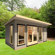 6 x 8 Shire Cali Insulated Garden Office With Side Storage - lifestyle with doors closed