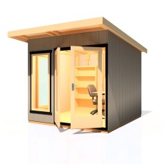 8 x 8 Shire Cali Insulated Garden Office - In Situ, Doors Open