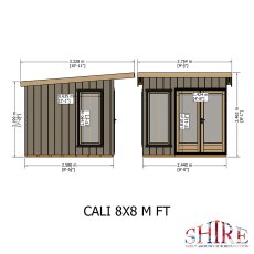 8 x 8 Shire Cali Insulated Garden Office - Dimensions