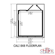 8 x 8 Shire Cali Insulated Garden Office - Footprint