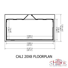 20 x 8 Shire Cali Insulated Garden Office - Footprint