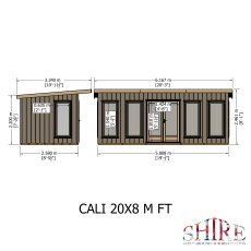 20 x 8 Shire Cali Insulated Garden Office - Dimensions