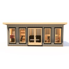 20 x 8 Shire Cali Insulated Garden Office - Front View, Doors Closed