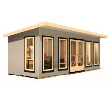 20 x 8 Shire Cali Insulated Garden Office - In Situ, Doors Closed