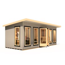 20 x 8 Shire Cali Insulated Garden Office - In Situ, Doors Open