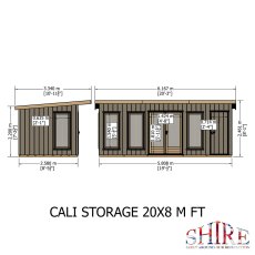 20 x 8 Shire Cali Insulated Garden Office With Side Storage - Dimensions