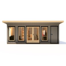 20 x 8 Shire Cali Insulated Garden Office With Side Storage - Front View, Doors Closed