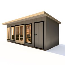 20 x 8 Shire Cali Insulated Garden Office With Side Storage - Isolated, Doors Closed