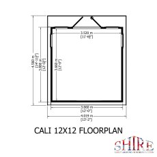 12 x 12 Shire Cali Insulated Garden Office - Footprint