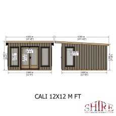 12 x 12 Shire Cali Insulated Garden Office - Dimensions