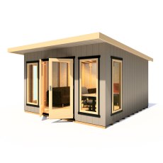 12 x 12 Shire Cali Insulated Garden Office - In Situ, Doors Open