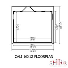 16 x 12 Shire Cali Insulated Garden Office - Footprint