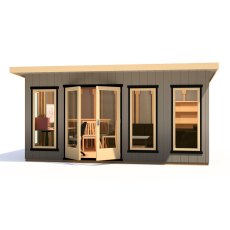 16 x 12 Shire Cali Insulated Garden Office - Front View, Doors Open