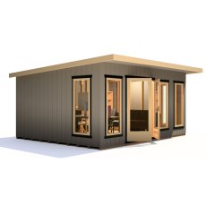 16 x 12 Shire Cali Insulated Garden Office - In Situ, Doors Open