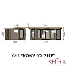 20 x 12 Shire Cali Insulated Garden Office With Side Storage - Dimensions