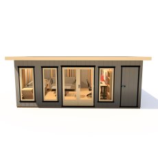 20 x 12 Shire Cali Insulated Garden Office With Side Storage - Front View, Doors Closed