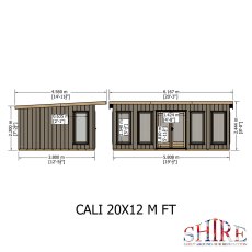 20 x 12 Shire Cali Insulated Garden Office - Dimensions