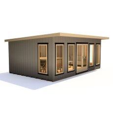 20 x 12 Shire Cali Insulated Garden Office - In Situ, Doors Closed
