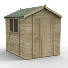 8x6 Forest Timberdale Tongue and Groove Apex Shed - isolated angle view, doors closed
