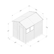 Technical line drawing of Timberdale apex shed with dimensions