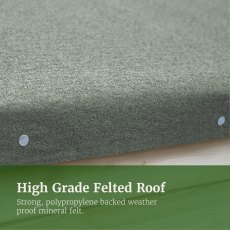 Close-up of high grade green mineral felt roof