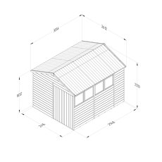 Technical drawing of Timberdale 10x8 apex shed