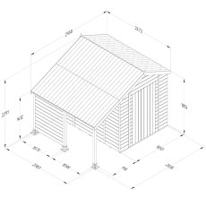8x6 Forest Timberdale Tongue and Groove Apex Shed With Log store - dimensions