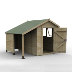 8x6 Forest Timberdale Tongue and Groove Apex Shed With Log store - isolated angle view