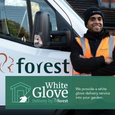 Forest white glove delivery service with driver and van