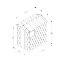 Technical drawing diagram of Timberdale 6x4 apex shed dimensions