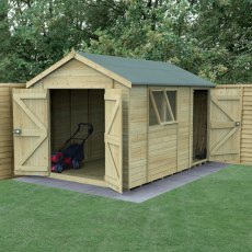 12x8 Forest Timberdale Tongue and Groove Apex Shed With Double and Single Doors - in situ