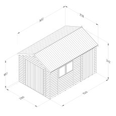 12x8 Forest Timberdale Tongue and Groove Apex Shed With Double and Single Doors - dimensions