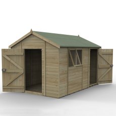 12x8 Forest Timberdale Tongue and Groove Apex Shed With Multiple Doors - isolated