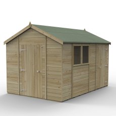 12x8 Forest Timberdale Tongue and Groove Apex Shed With Multiple Doors - isolated angle view, doors closed