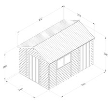 12x8 Forest Timberdale Tongue and Groove Apex Shed With Multiple Doors - dimensions