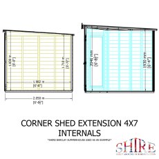 7x11 Shire Barclay Corner Summerhouse with Side Shed - side dimensions