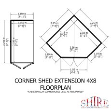 8x12 Shire Barclay Corner Summerhouse With Side Shed - footprint