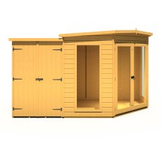 8x12 Shire Barclay Corner Summerhouse With Side Shed - doors closed