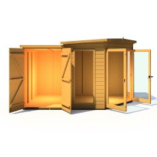 8x12 Shire Barclay Corner Summerhouse With Side Shed - doors open