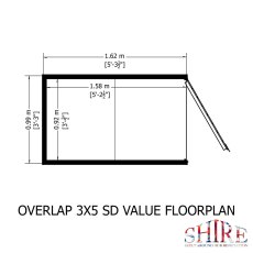 3 X 5 Shire Value Overlap Shed - Footprint