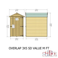 3 X 5 Shire Value Overlap Shed - Dimensions
