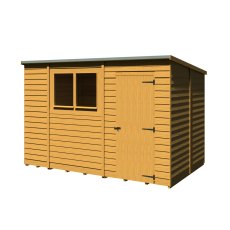 10 X 6 Shire Overlap Pent Shed - Isolated Angle View - Doors Closed