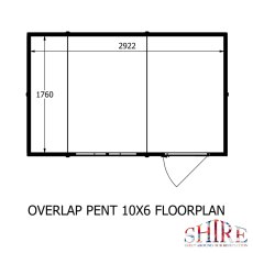 10 X 6 Shire Overlap Pent Shed - Footprint