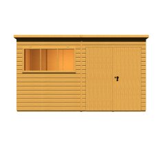 12x6 Shire Ranger Premium Pent Shed With Double Doors - isolated front view - doors closed