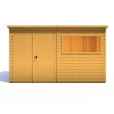 12x6 Shire Ranger Premium Pent Shed With Double Doors - isolated front view - doors closed