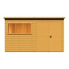 12x8 Shire Ranger Premium Pent Shed With Double Doors - isolated front view - doors closed