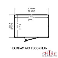 6 x 4 Shire Holkham Wooden Greenhouse - footprint