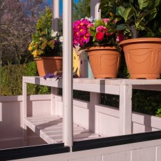 6x4 Shire Holkham Wooden Greenhouse - in situ, potting bench